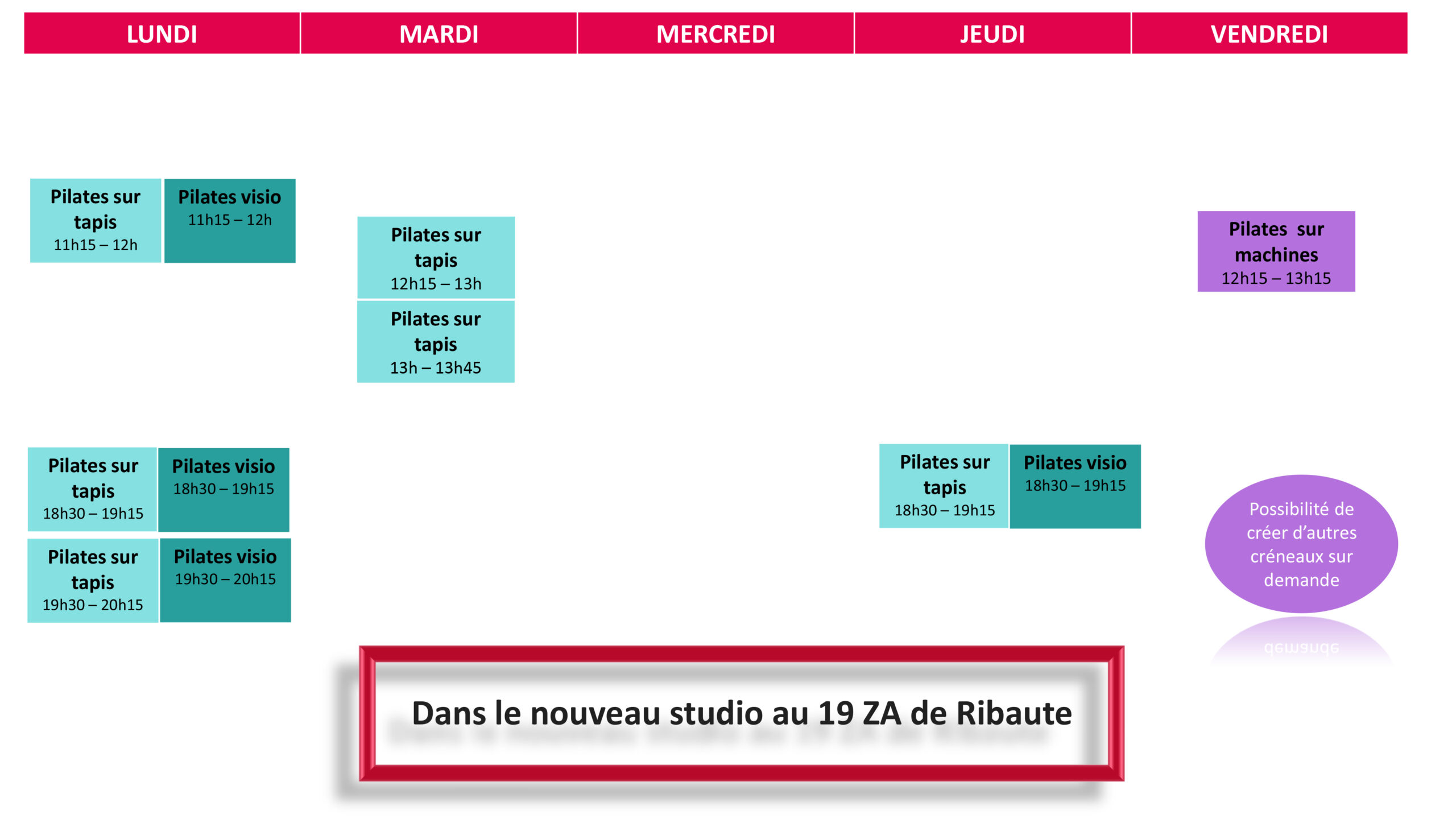 planning des cours